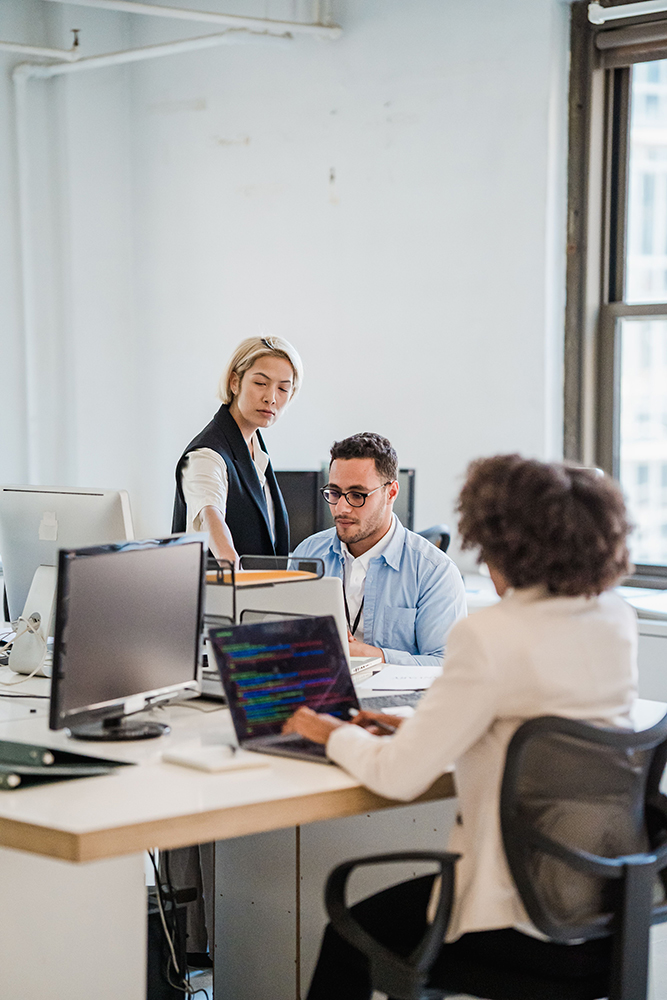 Professional team working with computers